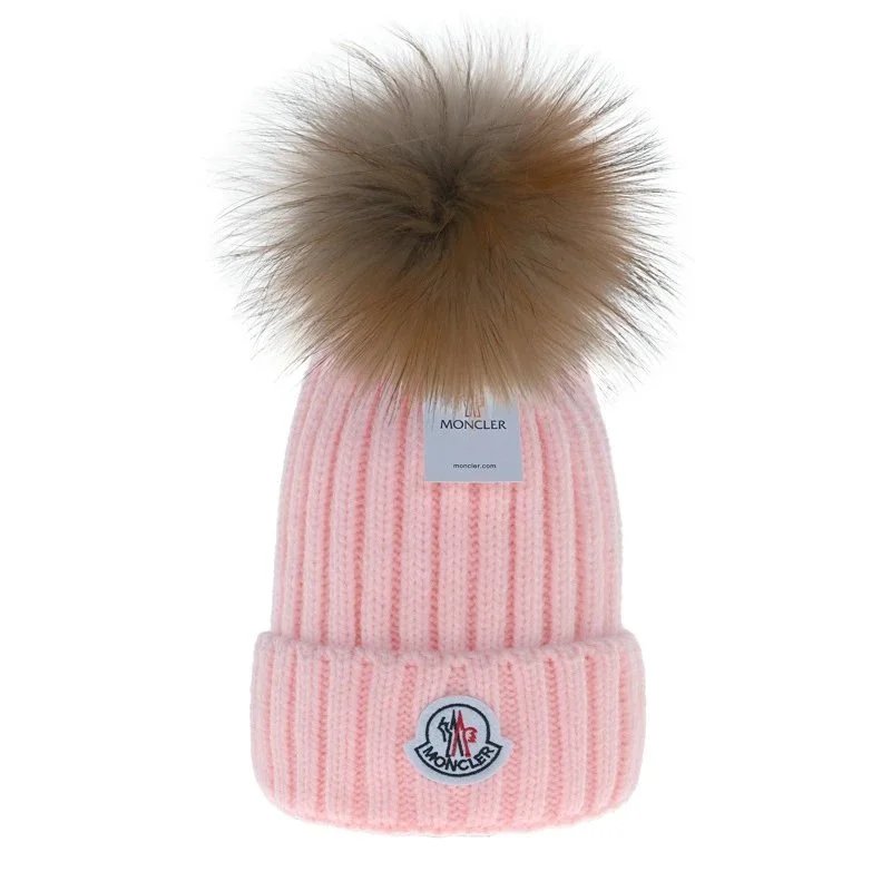 UGG Knit Beanie with Raccoon Fur Pom-Pom Pink Hat - 5