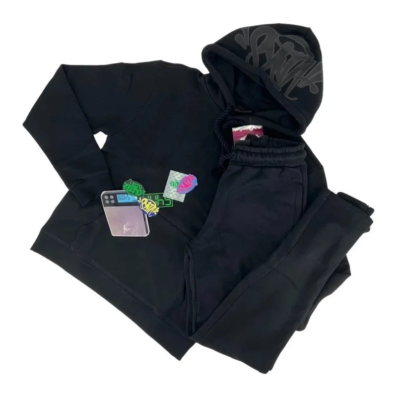 Design Cropped Hoodie and Split-Hem Sweatpants Set Gray with Pink Drawstrings - 5