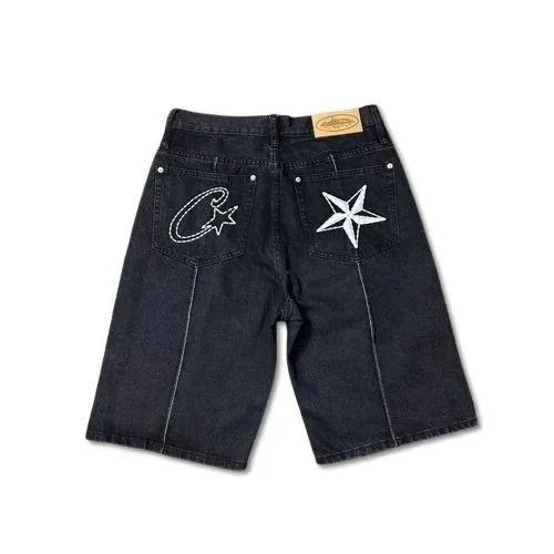 Corteiz Star & C Logo Denim Shorts Black