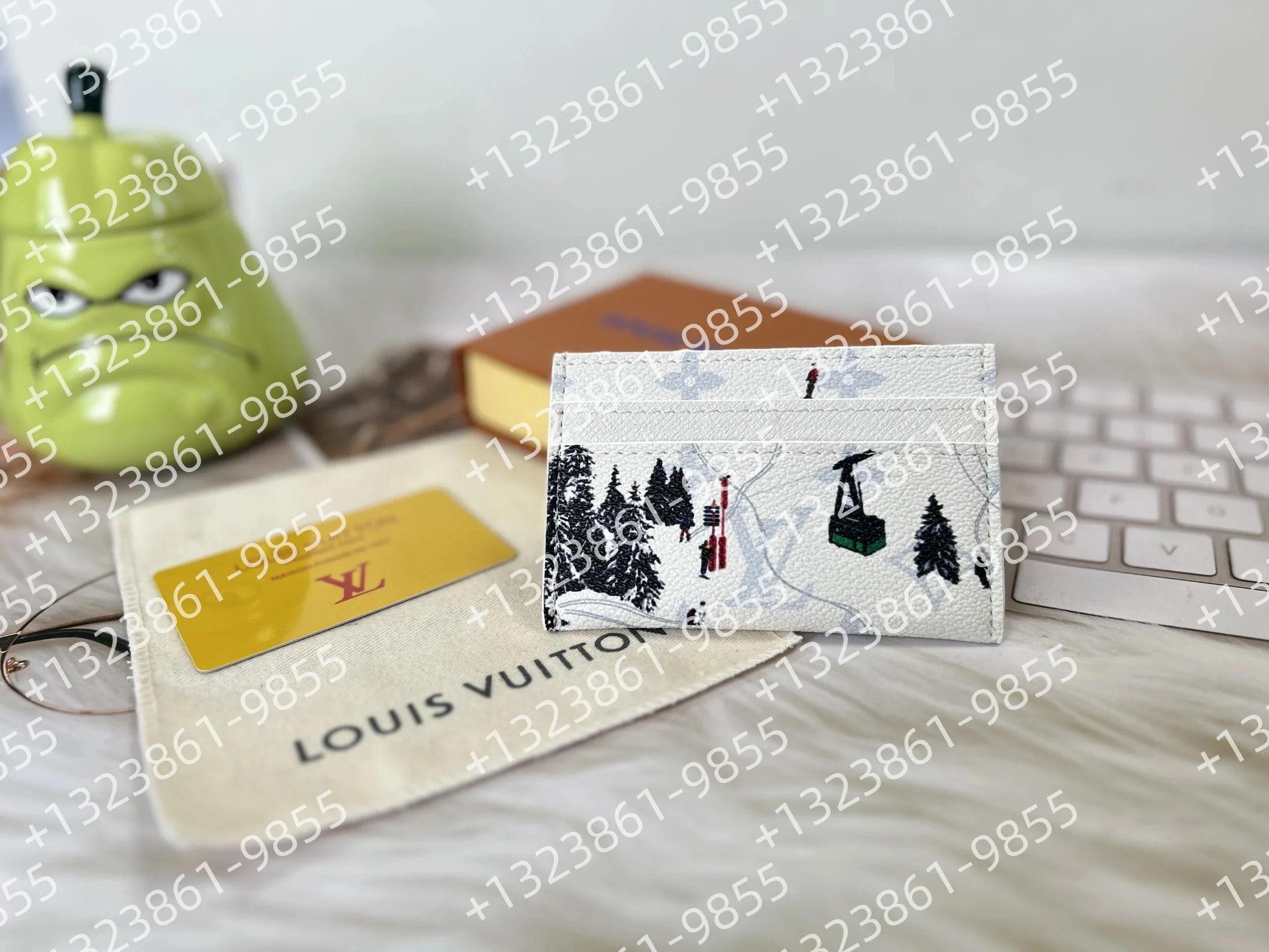 Louis Vuitton Monogram Winter Scene Card Holder White