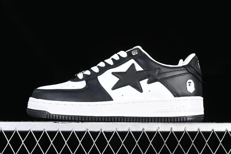 A Bathing Ape Bape Sta Low White Gray Sneakers - 5
