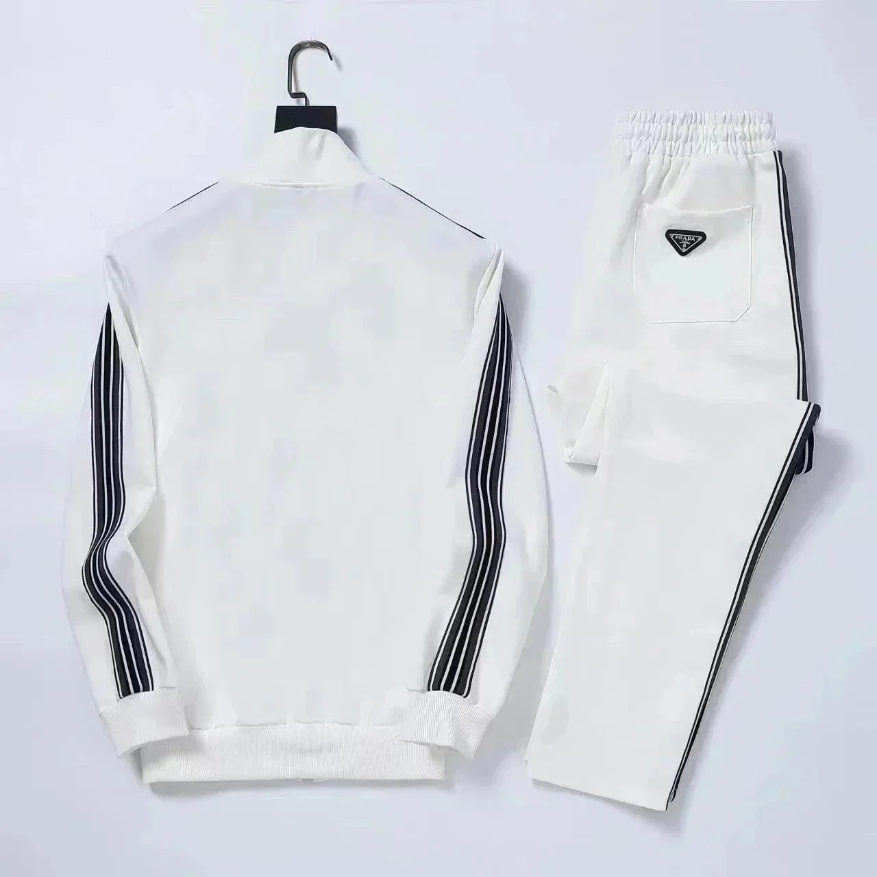 Prada Logo Stripe Track Jacket Black/White - 5