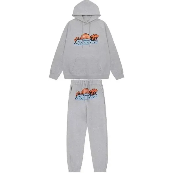 SYNA.TRIBE Bear Graphic Hoodie and Sweatpants Set Gray - 1