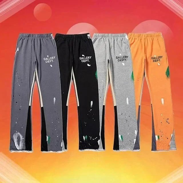 Gallery Dept Paint-Splatter Wide-Leg Sweatpants Gray - 2