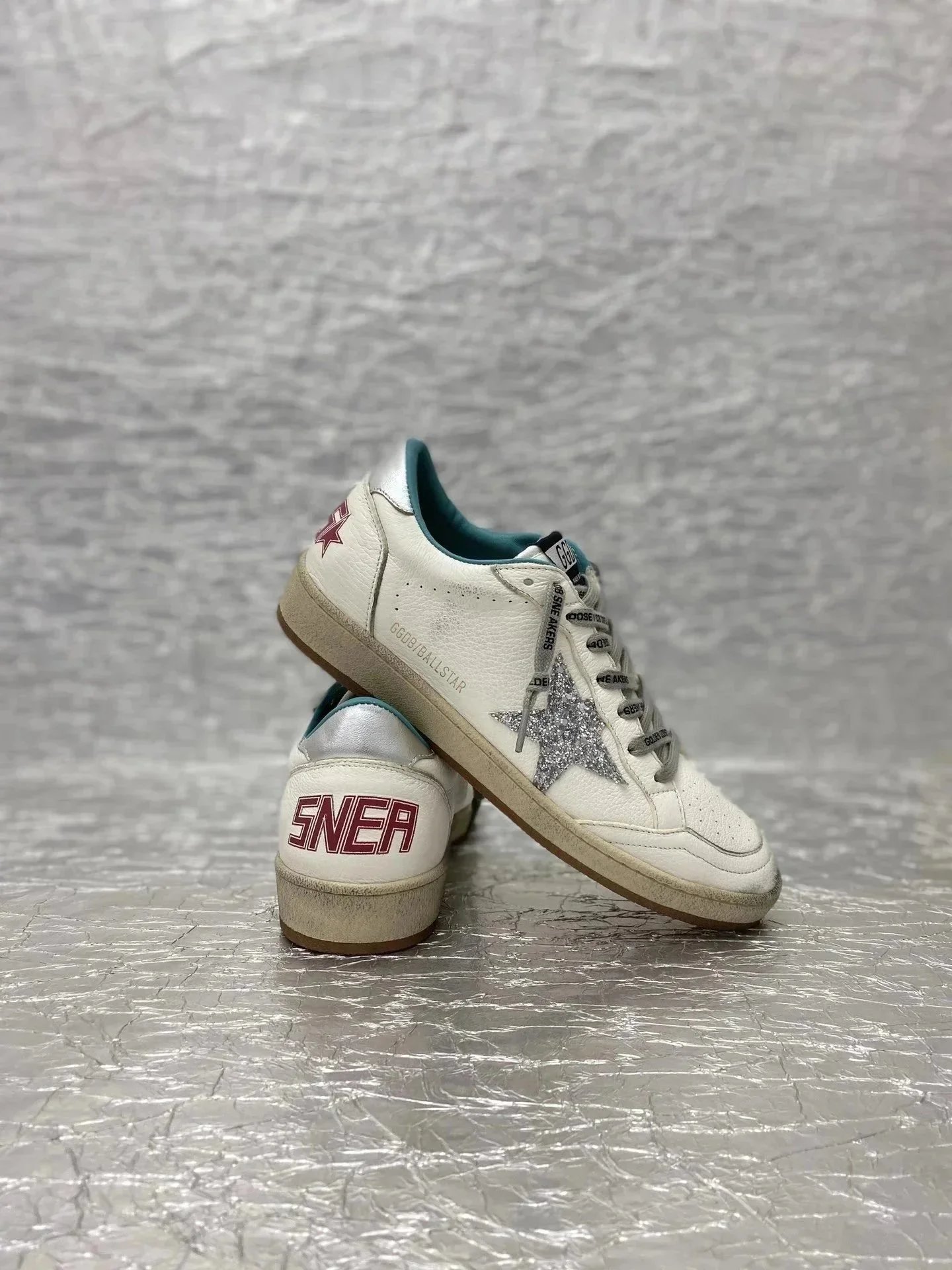 Golden Goose Ballstar White Glitter Star Sneakers - 6