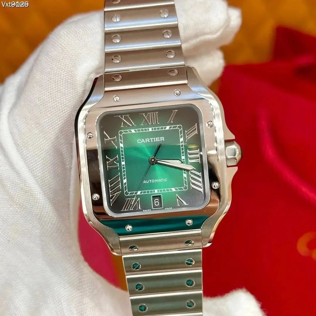 Cartier Santos de Cartier Green Dial Mechanical Watch - 1