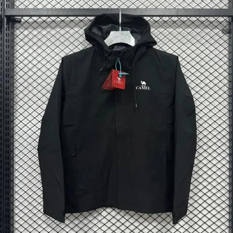 Camel Windbreaker Black Outerwear
