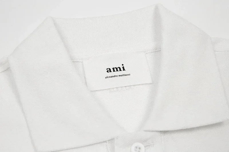Ami Paris Classic Polo Black with Red Heart Logo Polo - 9
