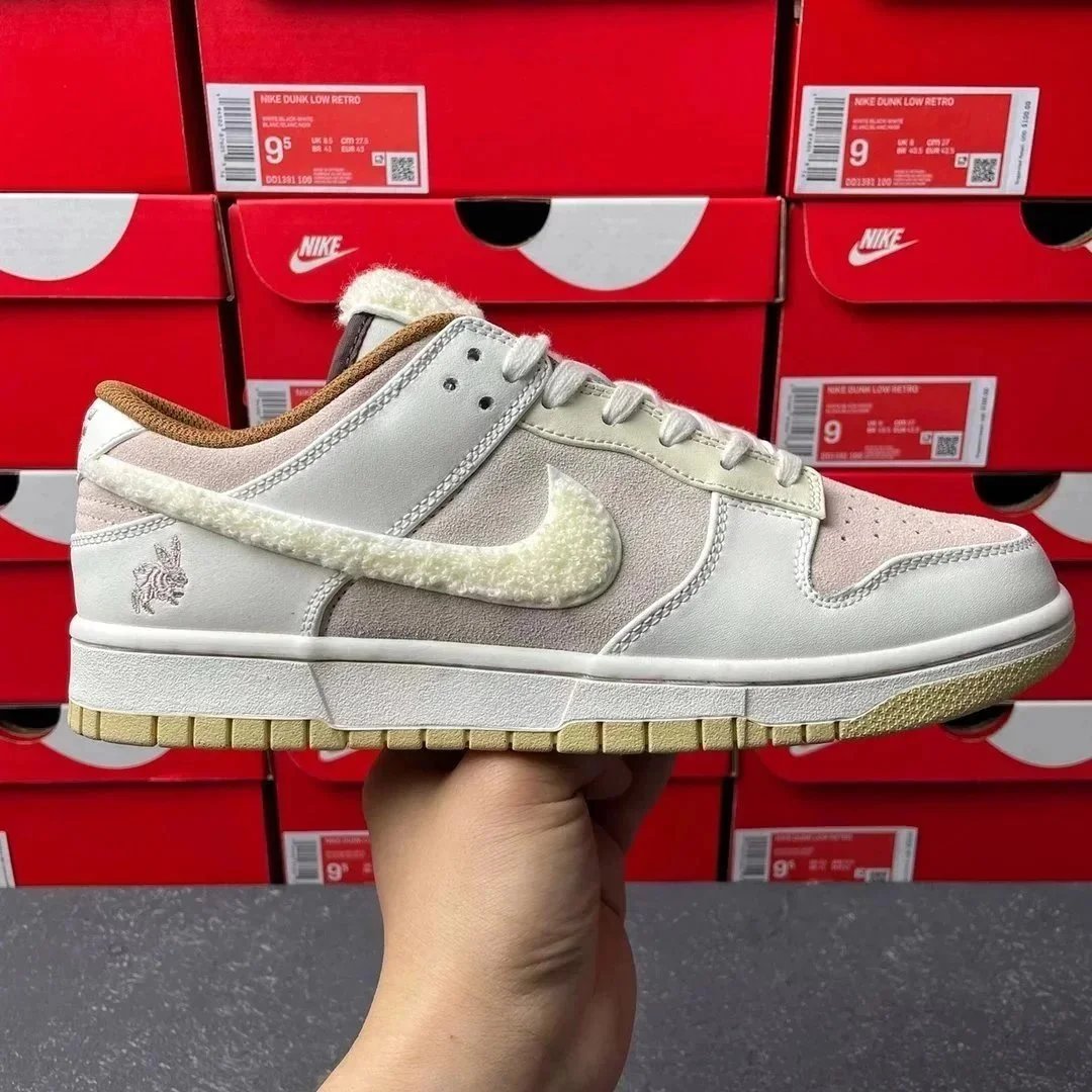 Nike Dunk Low Retro White/Blue Suede Sneakers - 5