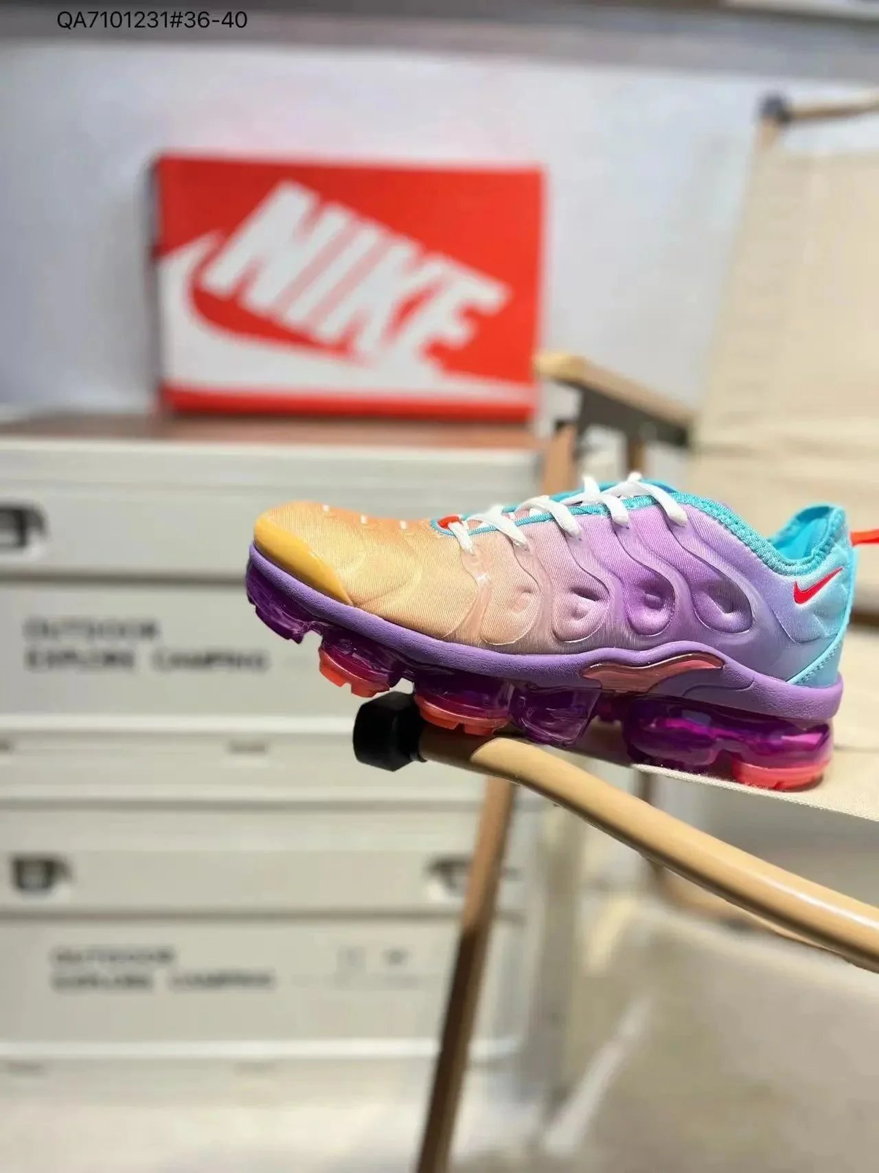 Nike Air VaporMax Plus White Ice Blue Red Sneakers - 5