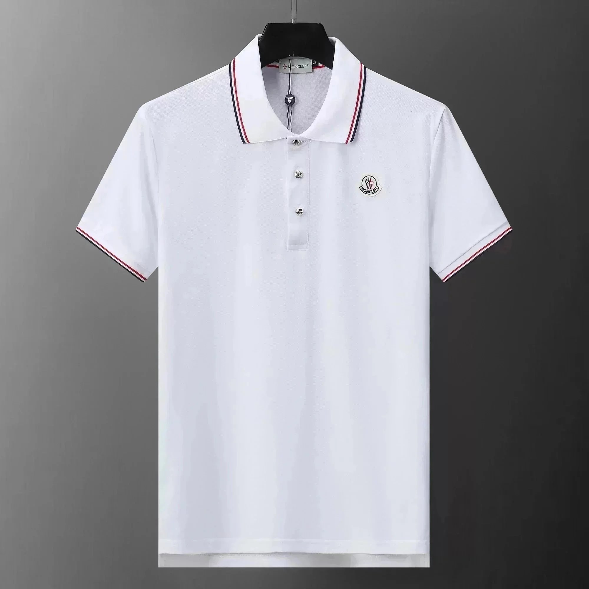 Moncler Polo White with Navy and Red Trim Polo - 4