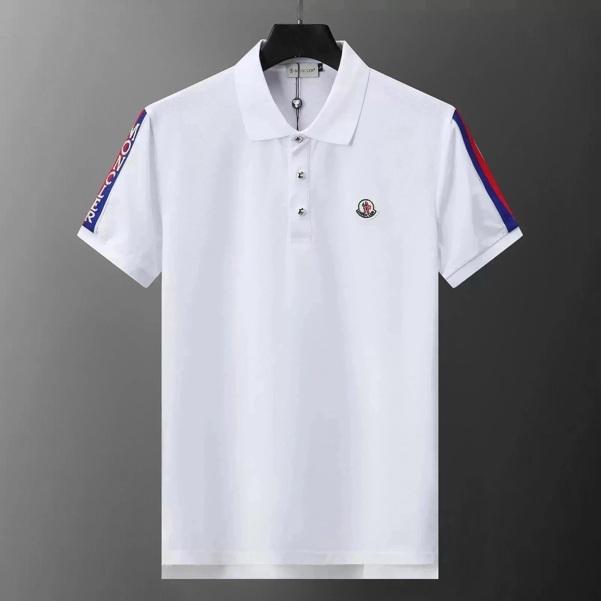 Moncler Polo White with Navy and Red Trim Polo - 11