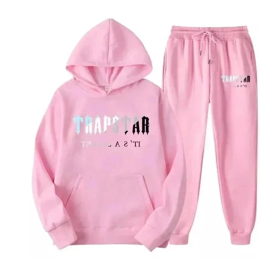 Trapstar Pink Graphic Hoodie and Sweatpants Set - 1