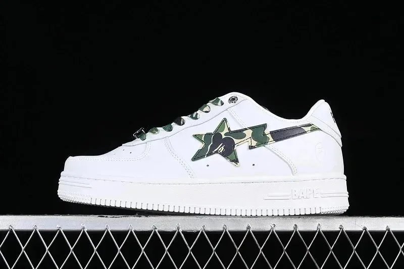 A Bathing Ape Bape Sta Low White Gray Sneakers - 7