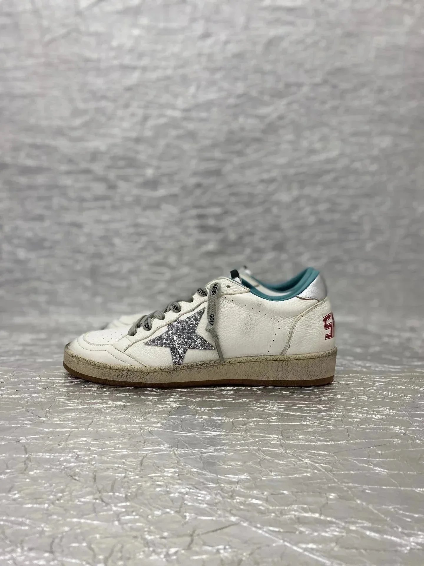 Golden Goose Ballstar White Glitter Star Sneakers - 7