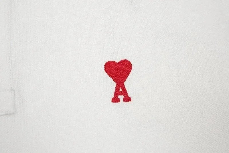 Ami Paris Classic Polo Black with Red Heart Logo Polo - 8