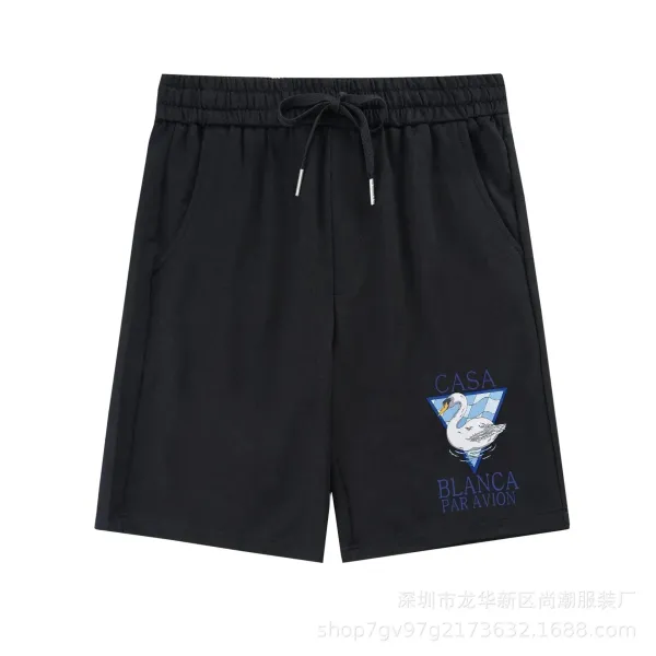 Casa Blanca Par Avion Swan Embroidered Black Shorts - 1