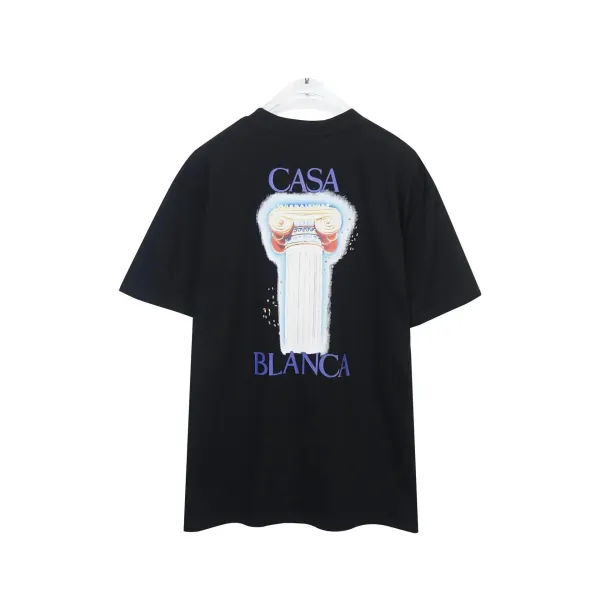 Casa Blanca Column Print Black T-Shirt - 1