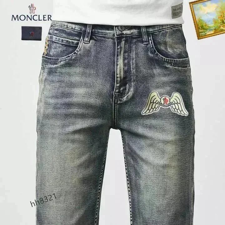 Moncler Genius Winged Logo Distressed Denim Jeans - 1