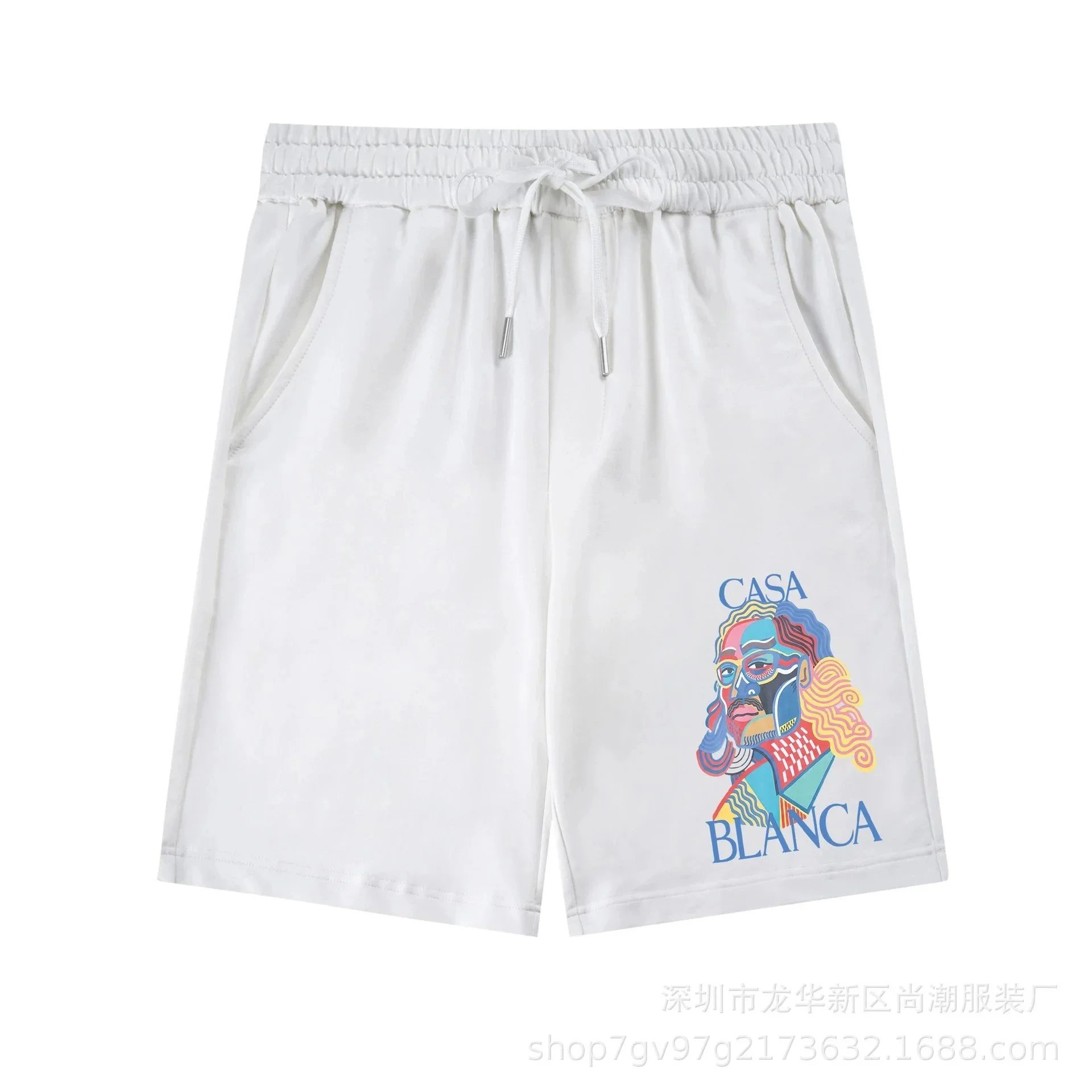 Casablanca Graphic Print Drawstring Waist Shorts Black - 11