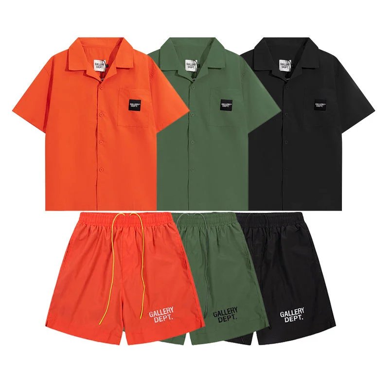 Gallery Dept Olive Green Camp Shirt and Shorts Set - 3