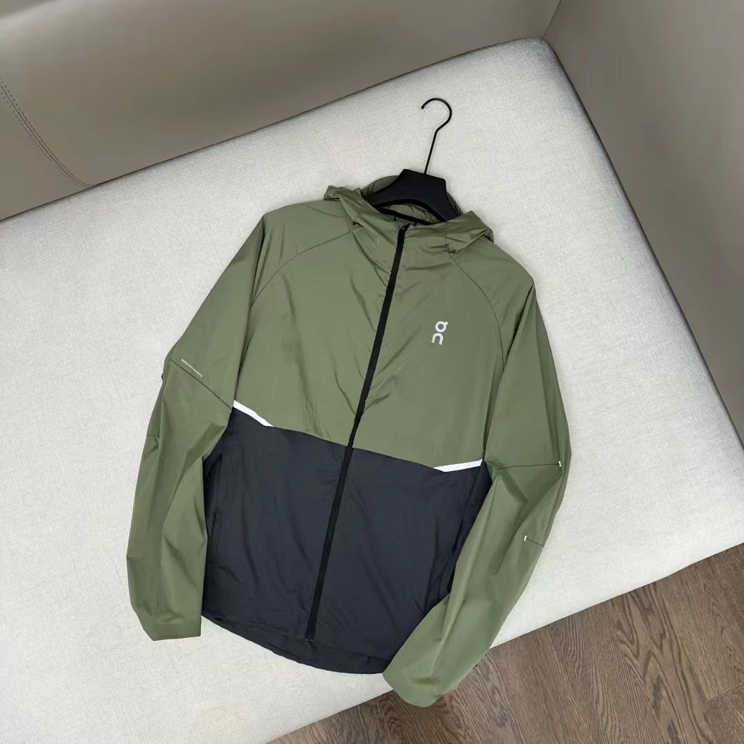 On Jackets Hooded Color-Block Zip Jacket — Taiga Green