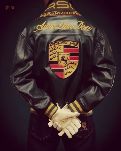 Design Porsche Leather Racing Jacket Green with Yellow Embroidery Leather Jacket - 13