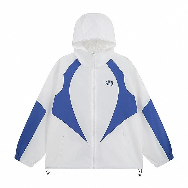 Embroidery Letter Splice Windbreaker Jacket photo 4