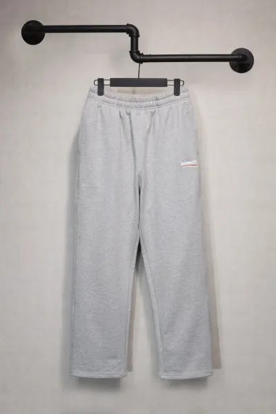 Balenciaga Logo-Embroidered Heather Gray Sweatpants - 1