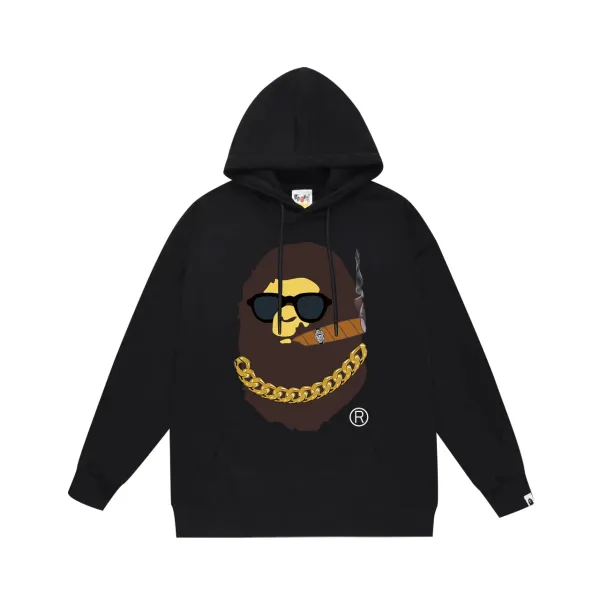 A Bathing Ape Classic Ape Head Graphic Hoodie Black - 30