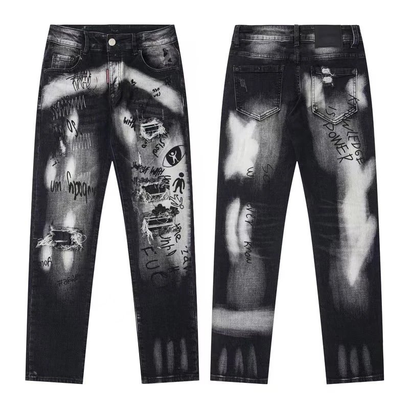 Ripped Slim Jeans with Ink Wash photo 4