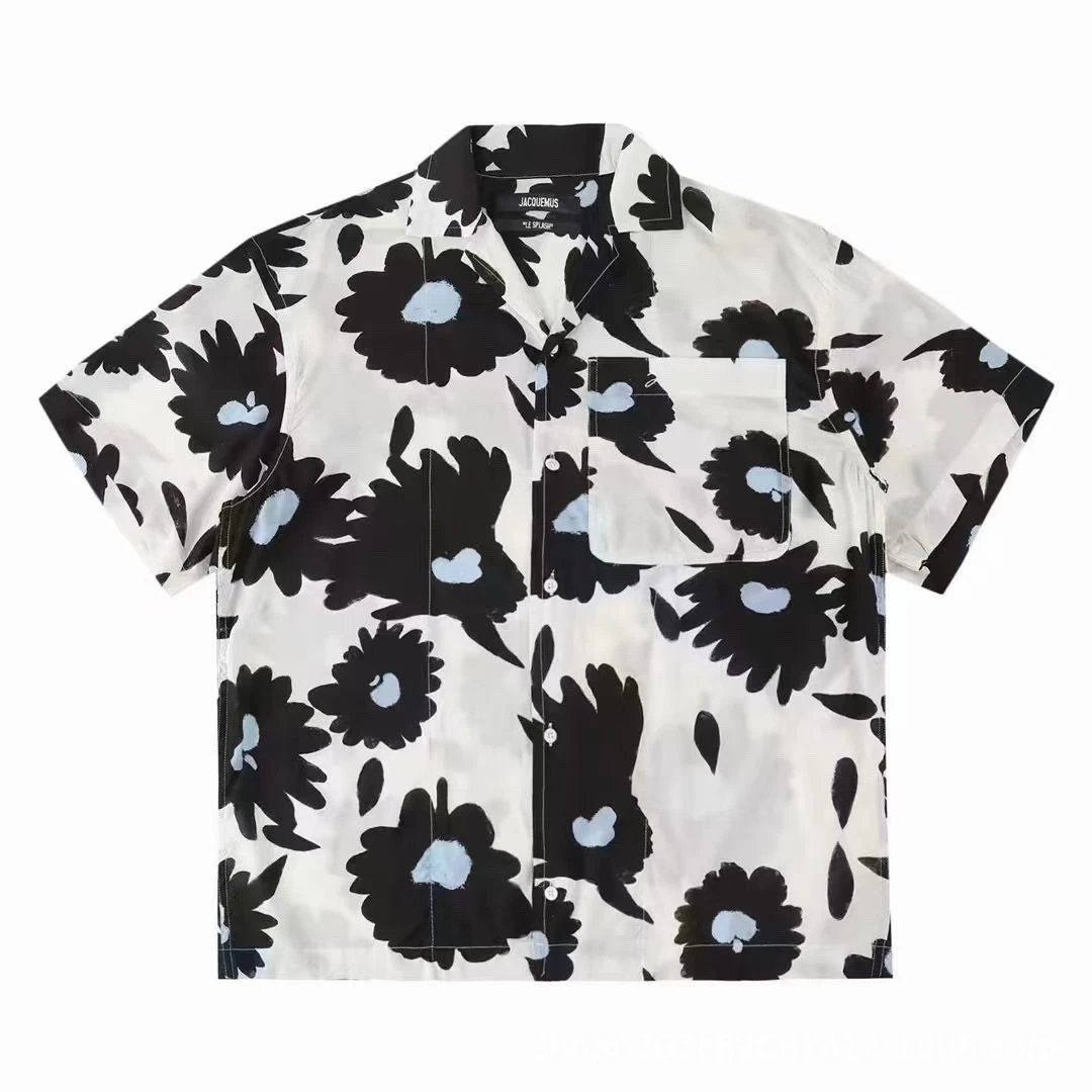 Hand-Drawn Flower Logo Print Shirt photo 2