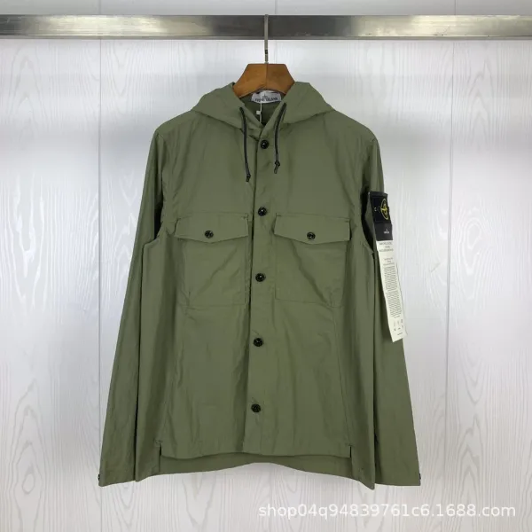 Stone Island Hooded Field Jacket Army Green Outerwear - 1