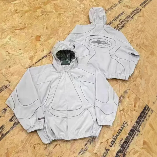 Design Technical Windbreaker Jacket Gray Outerwear - 1