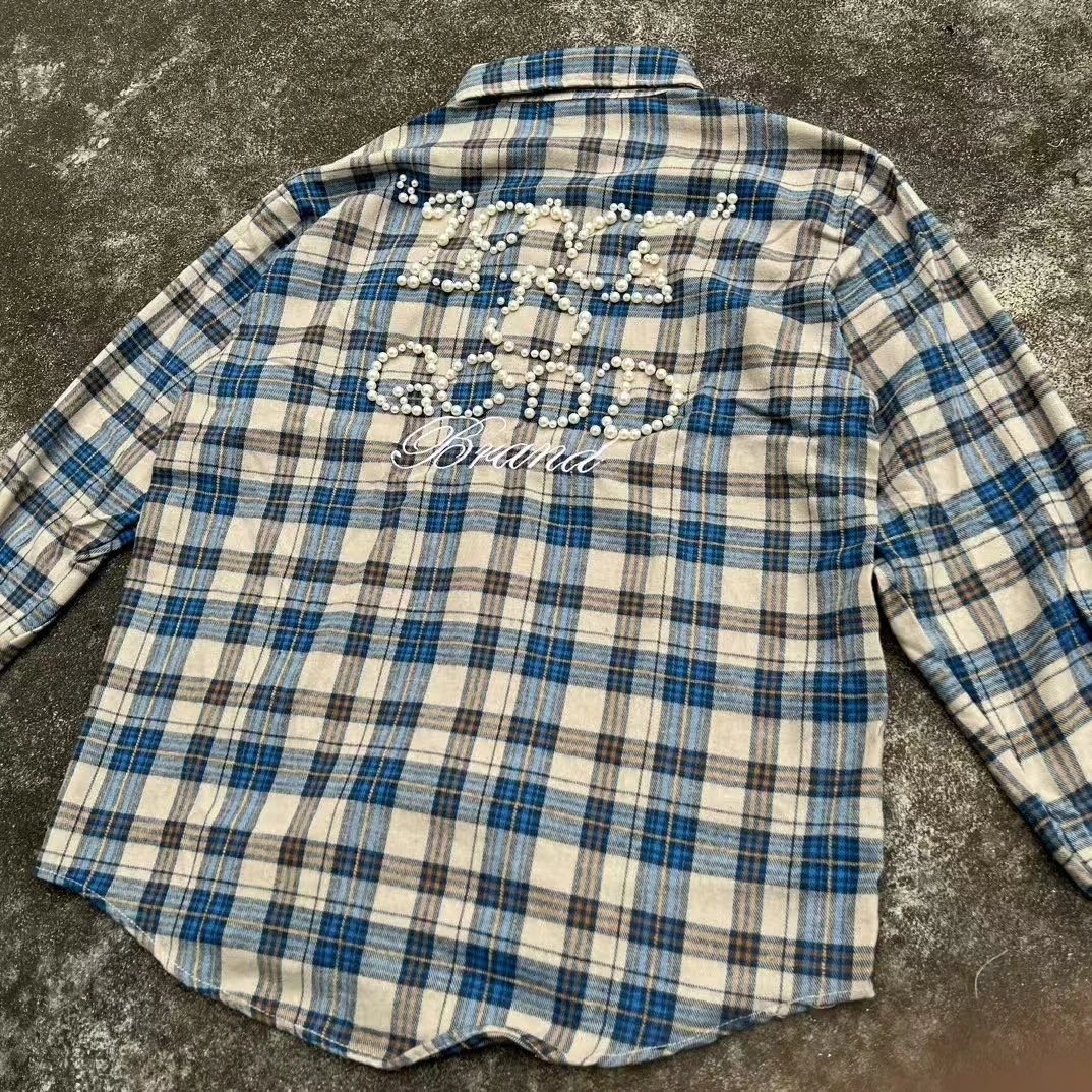 Plaid Long Sleeve Shirt with Pearl Buttons photo 4
