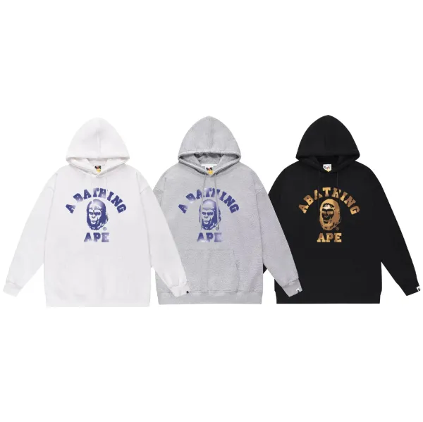 A Bathing Ape Classic Ape Head Graphic Hoodie Black - 33