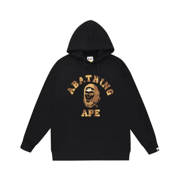 A Bathing Ape Classic Ape Head Graphic Hoodie Black - 35