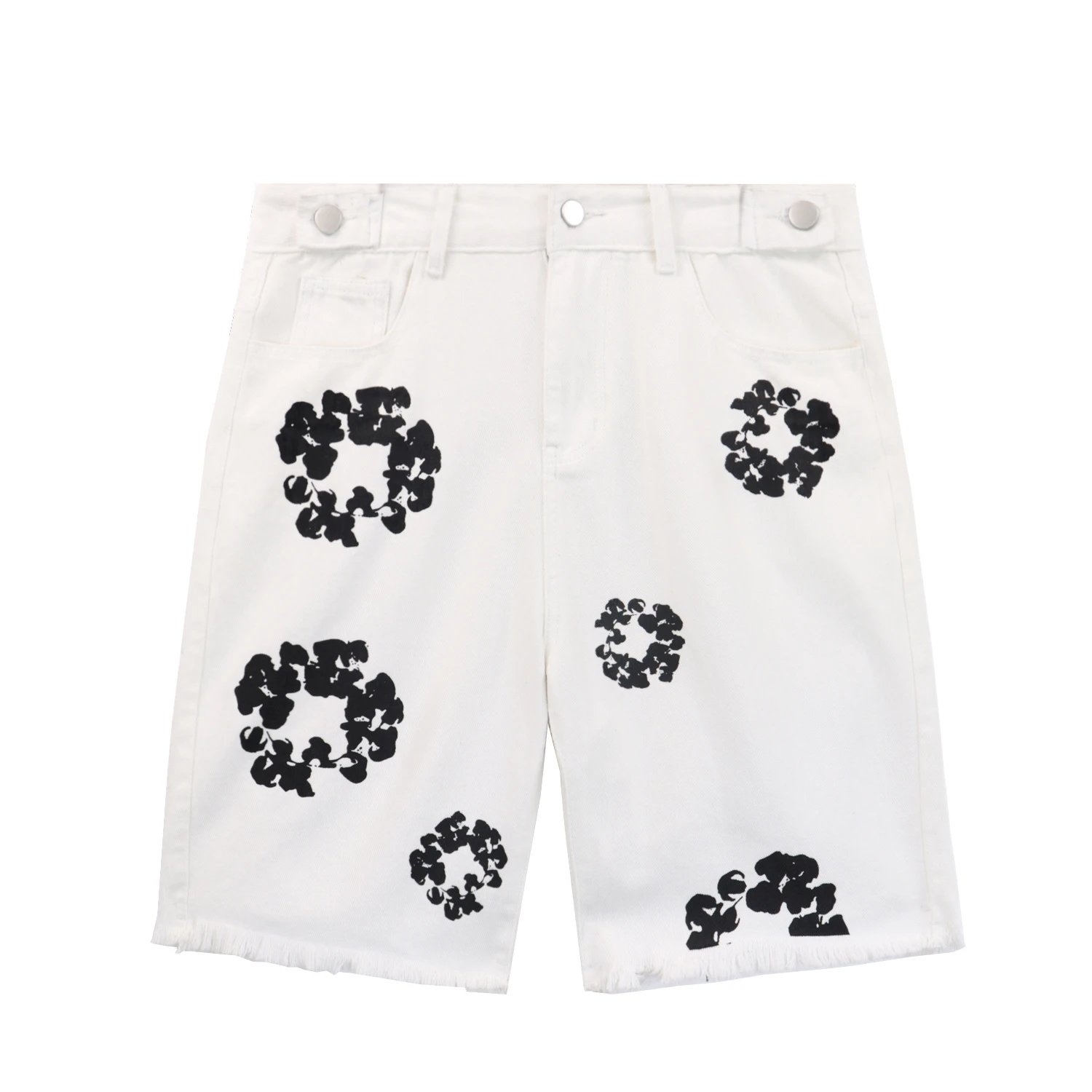 White denim shorts with floral print photo 4