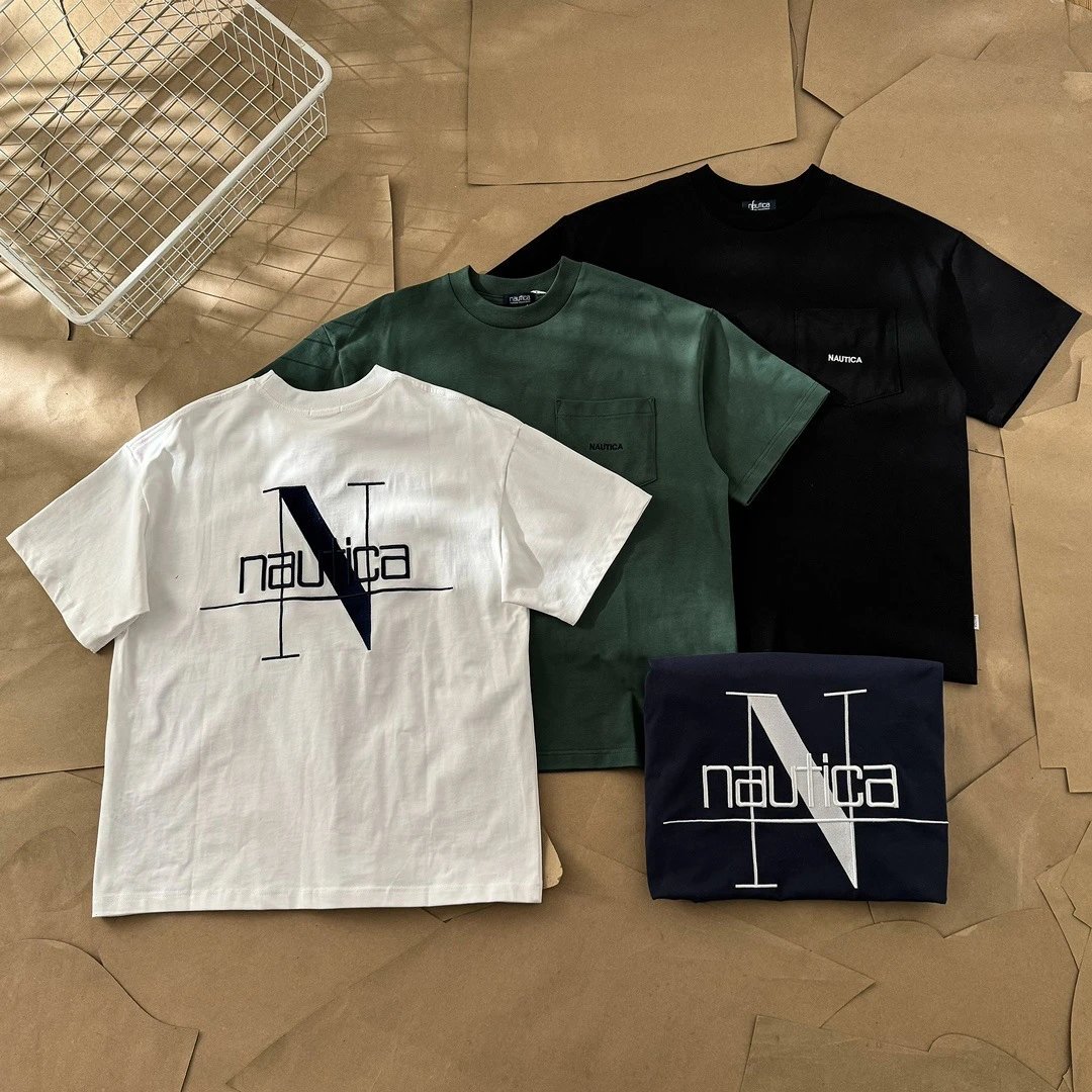 Back Letter Embroidery T-Shirt Couple Matching Oversized