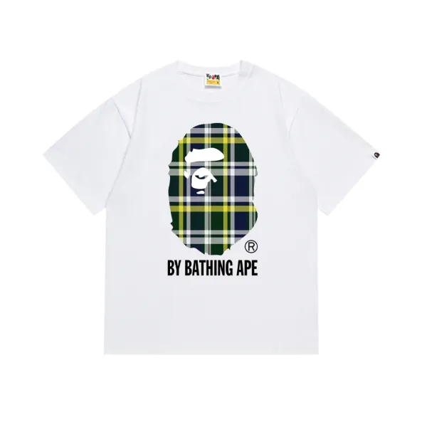 A Bathing Ape Plaid猿人头印花T-Shirt White - 1