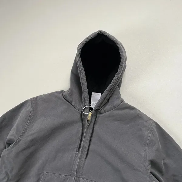 Carhartt WIP Active Jacket Charcoal Gray Hooded Workwear Jacket - 19