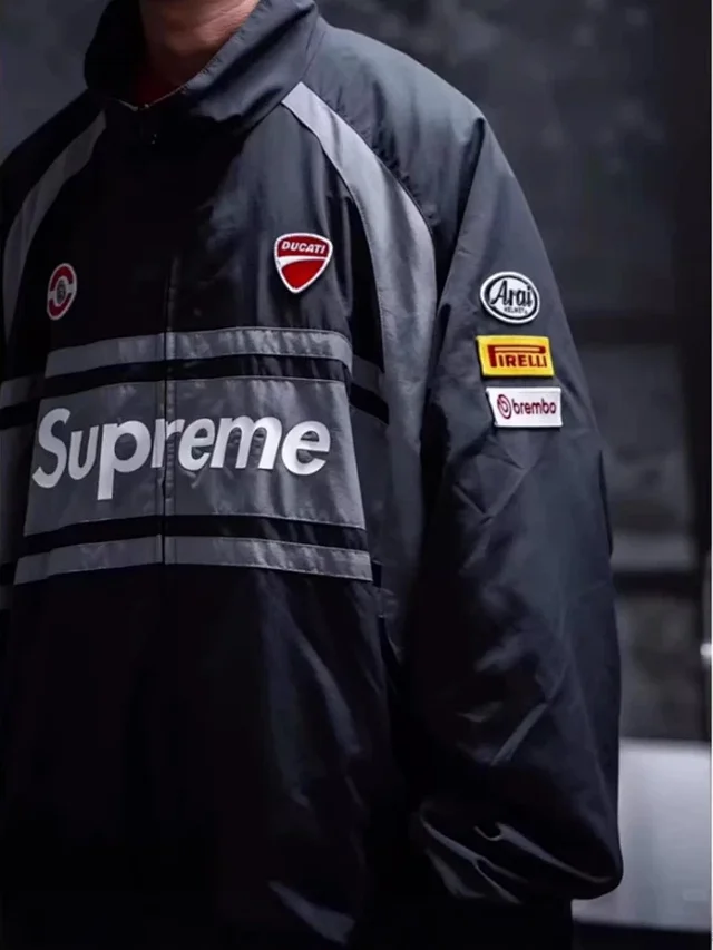 Supreme Jackets Hooded color-block logo-print jacket product detail image 3