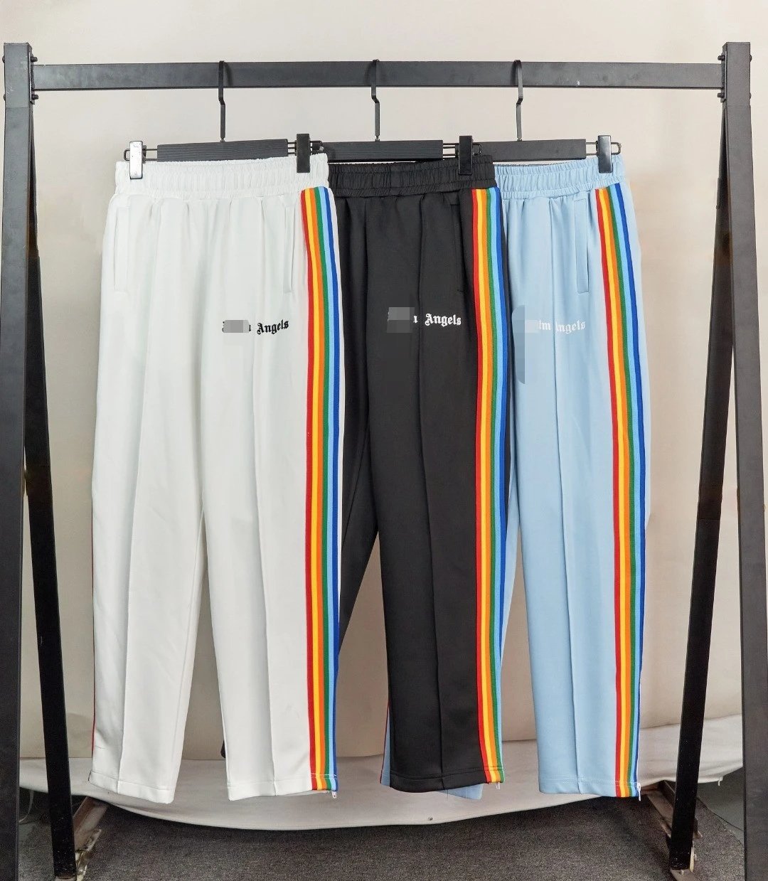 Striped casual pants with color bands