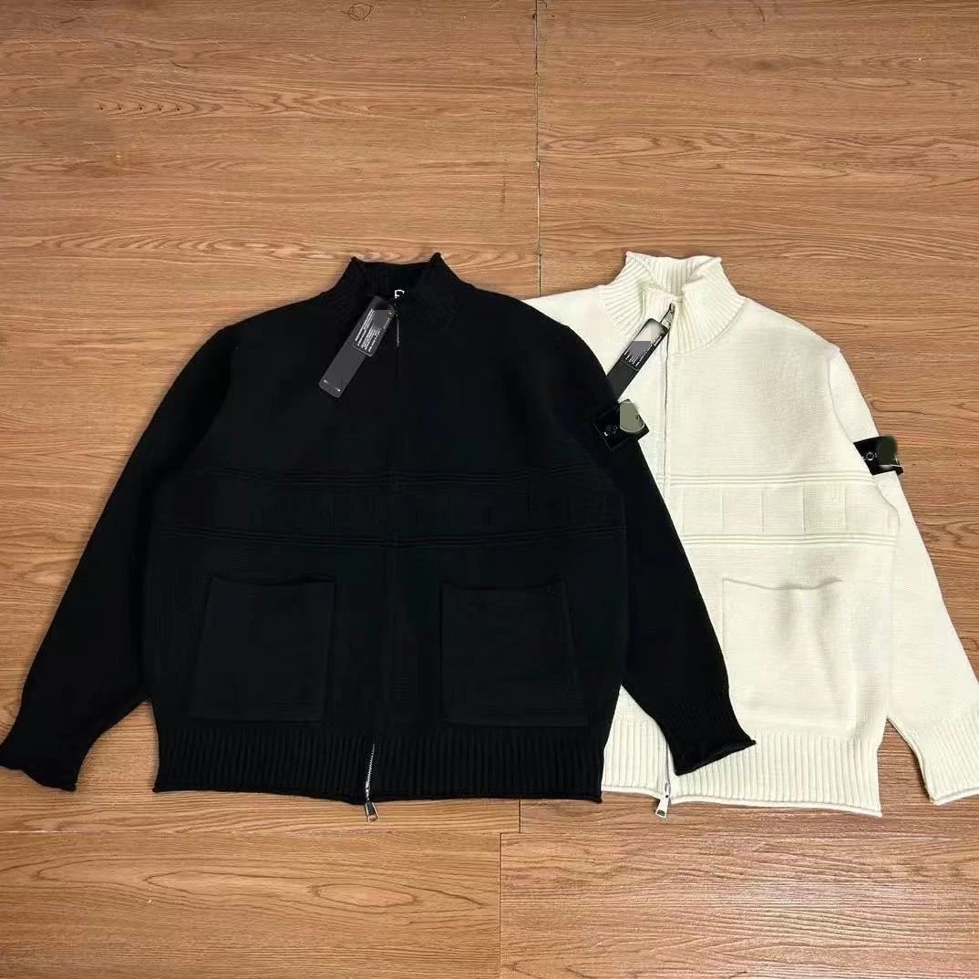 Stand Collar Multi-Pocket Cardigan