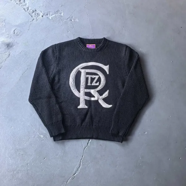 CRZ TZ Monogram Knit Sweater Black - 1