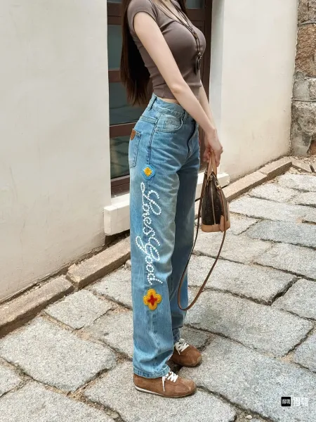 Maison Margiela Tabi Embroidered Wide-Leg Jeans Black - 10