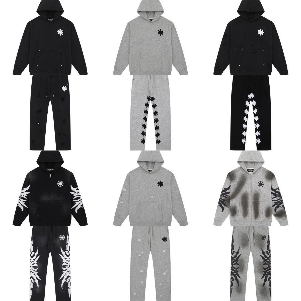 Ripped Zip Hoodie Tracksuit