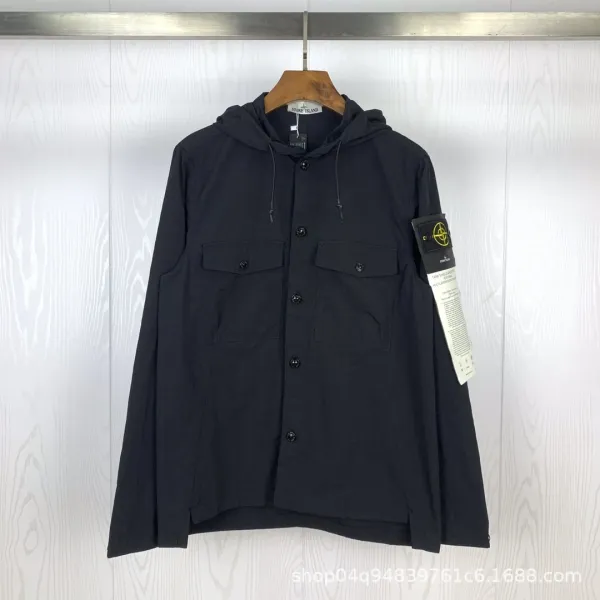Stone Island Hooded Field Shirt Black Outerwear - 1