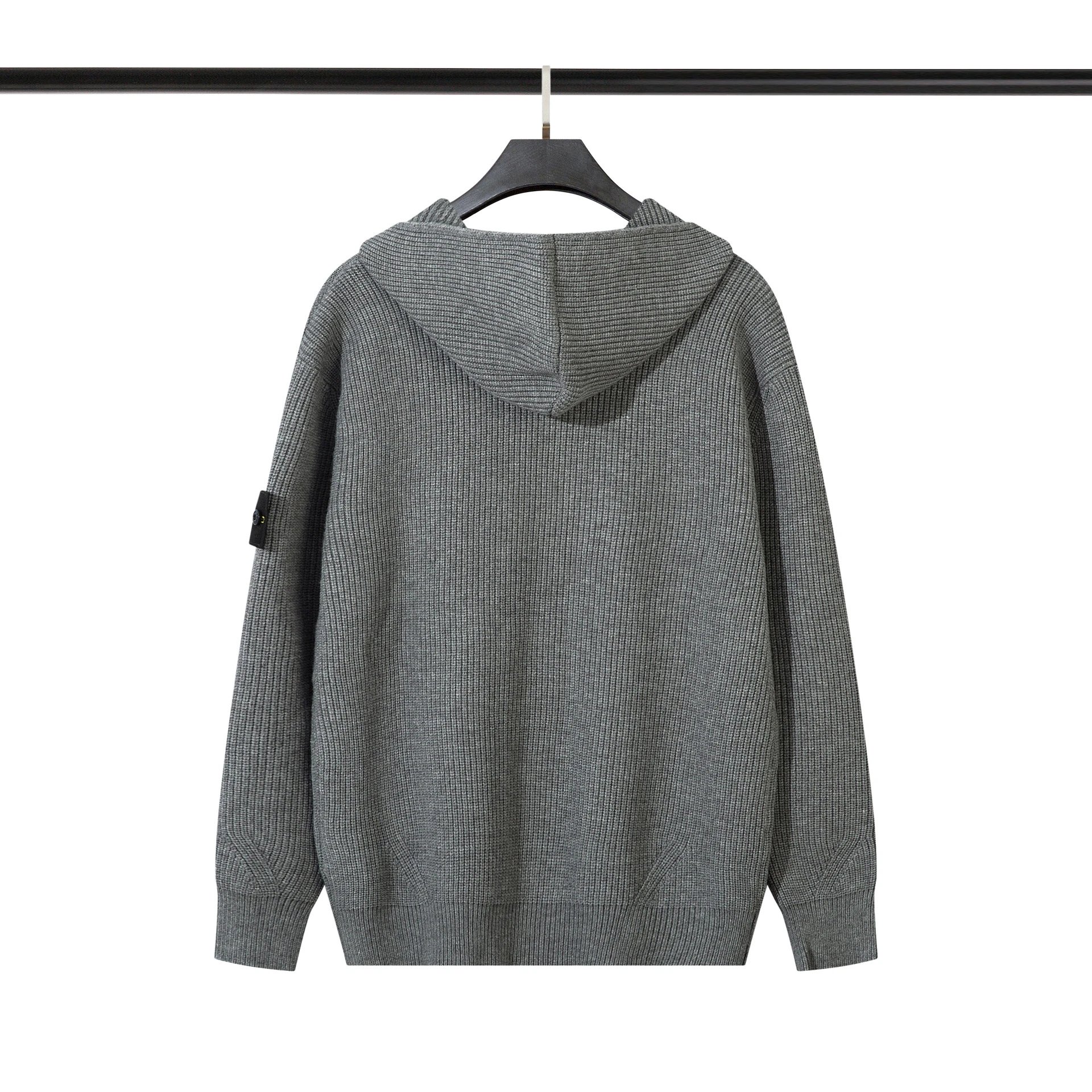 Zip-Up Hooded Knit Sweater photo 7