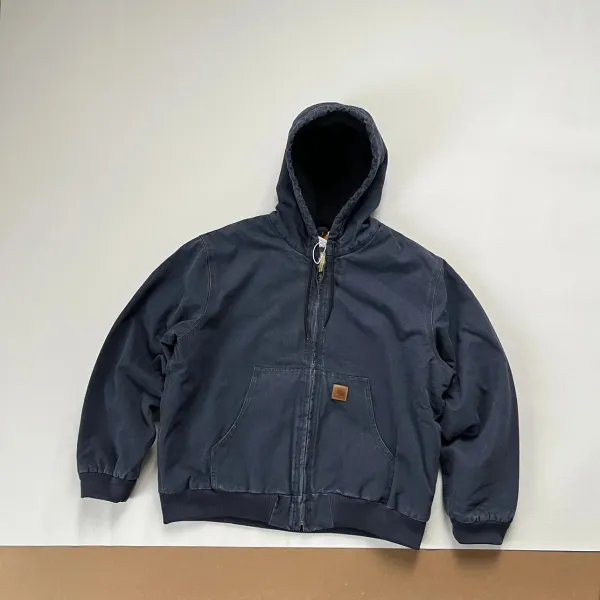 Carhartt WIP Active Jacket Charcoal Gray Hooded Workwear Jacket - 20